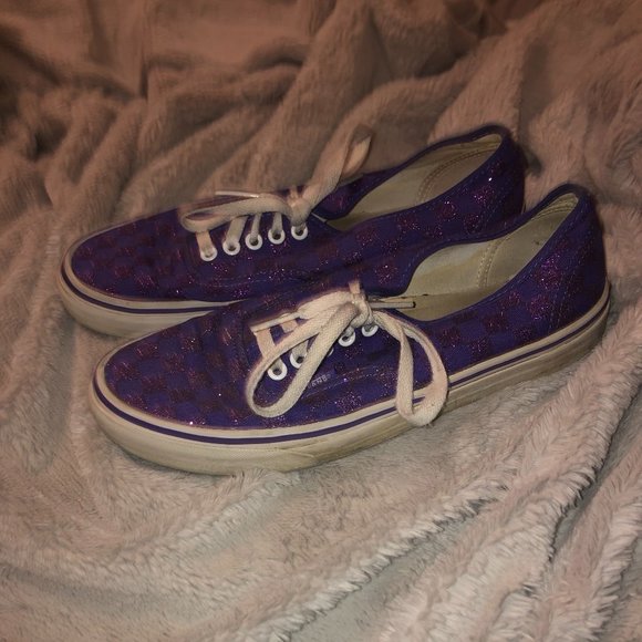 purple glitter checkered vans